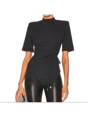 The Attico NWT Black Wrap-Front Mock Neck Top - Size XS